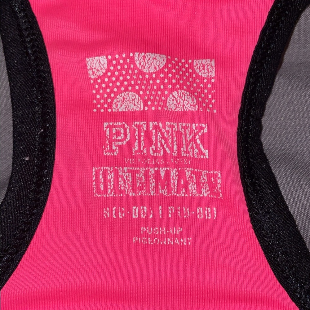 PINK Victoria's Secret Bright Pink Bra with Black Accents - Picture 2 of 3
